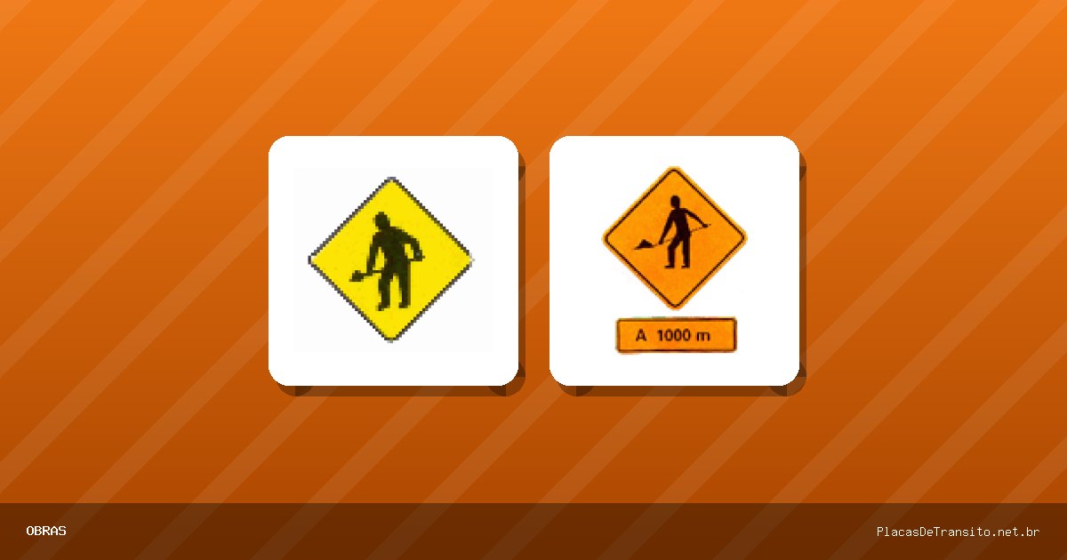 Sinalização de obras: cones, placas laranja e desvios